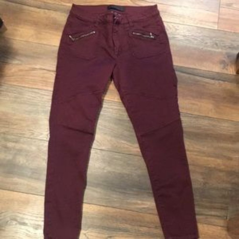 Wine colored skinny chinos